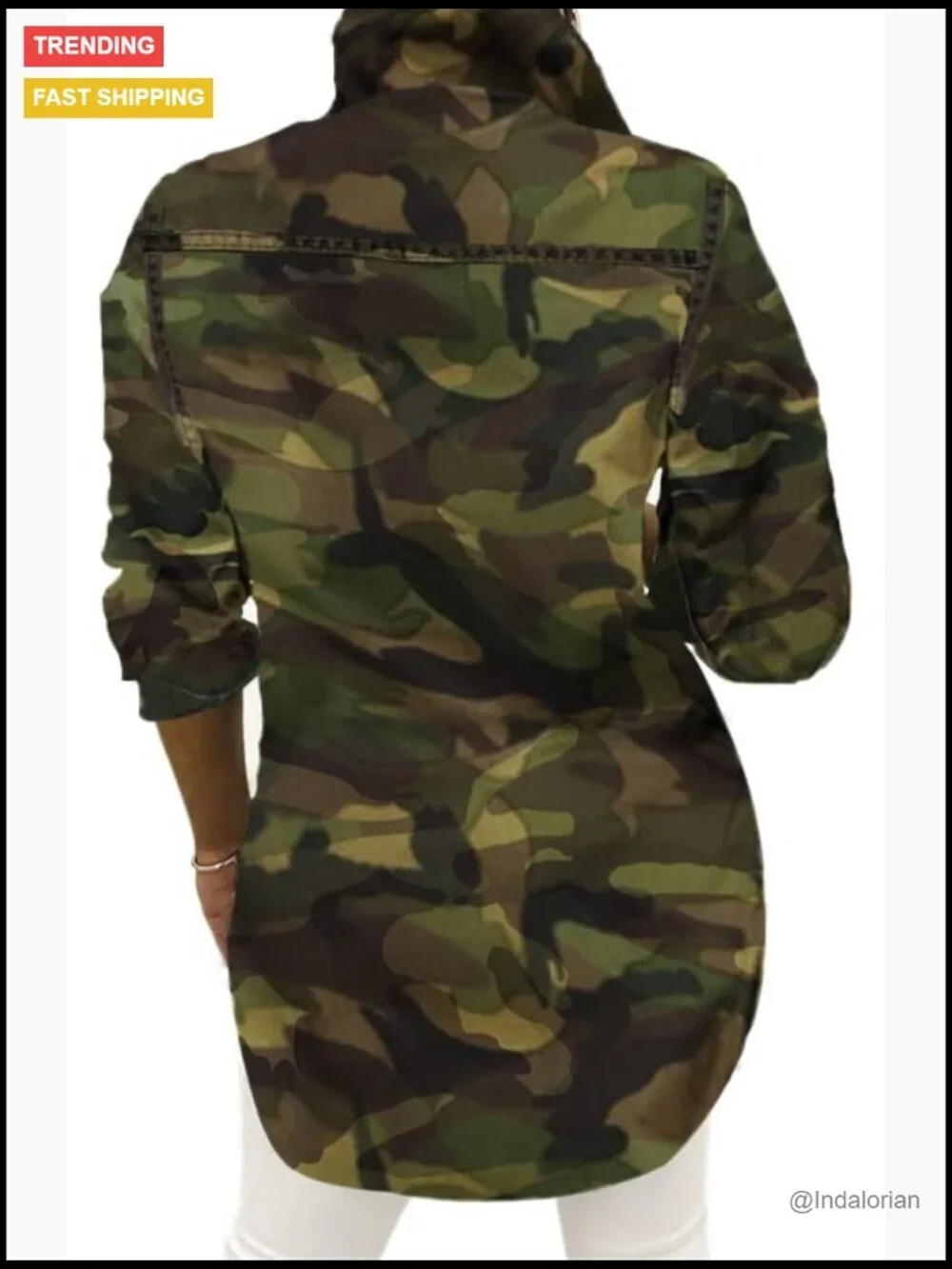Canvas Slim Fit Camouflage Casual Jacket with Long Sleeves